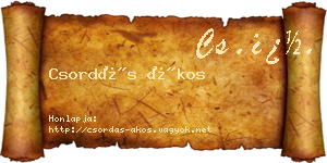 Csordás Ákos névjegykártya